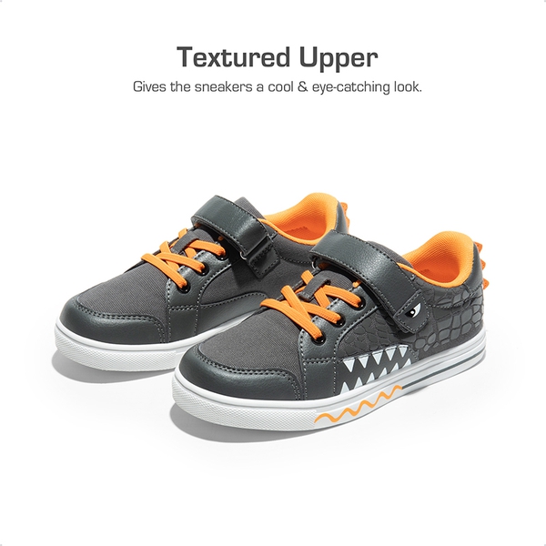 Boys' Lightweight Dinosaur Sneakers - GREY ORANGE - 3